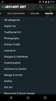 Über den Tab Browse hast du die Möglichkeit Bilder anhand ihrer Kategorien zu finden. 