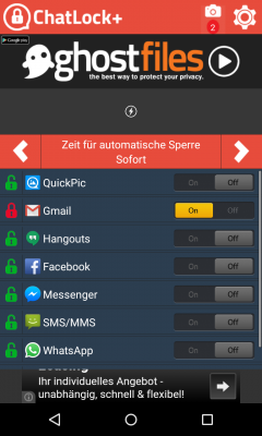 Sollte jemand Anderer versucht haben an deine gesperrten Apps zu kommen, wird ein Bild vom Eindringling angefertigt. Dieses siehst du innerhalb der App in der Benachrichtigungsleiste.