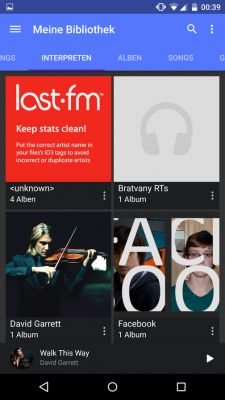 Deine Bibliothek beinhaltet deine komplette auf dem Smartphone befindliche Musik.