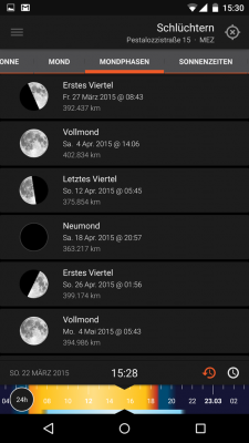 Mit Sun Surveyor weißt du genau, welche Mondphasen gerade aktuell sind. 