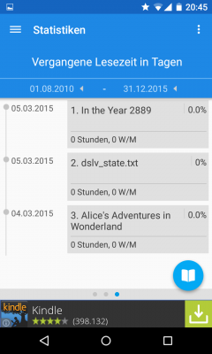 Der Reader zeigt dir deine Lesezeit der vergangenen Tage an. 