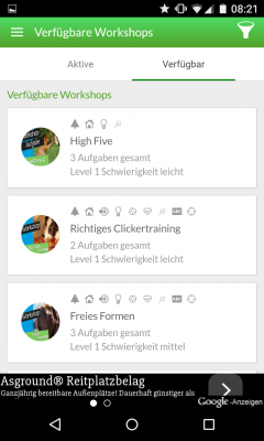 In den Workshops sind verschiedene Übungen für deinen Hund zusammengestellt.