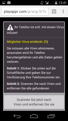 Bei diesem Dialog handelt es sich um eine einfache Abo-Falle, die recht leicht zu durchschauen ist, wenn man die URL prüft. In vielen Fällen sieht man diese aber nicht.