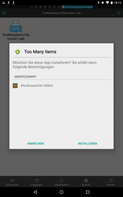 Den Mod Advanced TMI musst du via APK-Datei installieren.