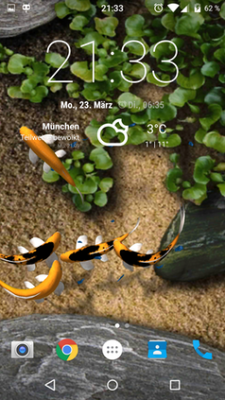 Einfach etwas Futter in den Touchscreen-Teich werfen und schon kommen die Fische angeschwommen.