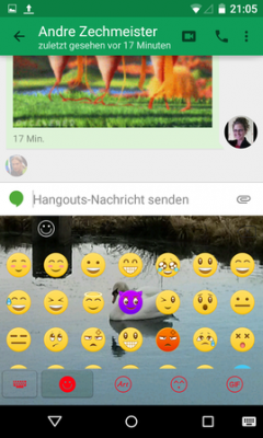 Durch einen Klick auf den Emoji-Button findest du die Kika-Emojis ebenso wie diverse animierte Videos.