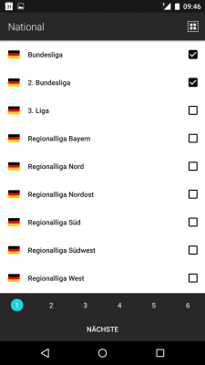 Du wählst dir deine Ligen und Teams aus.