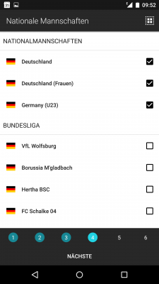 Ob Nationalmannschaften oder Fußballvereine. Durch das Häkchen setzt du sie auf deine Favoriten-Liste.