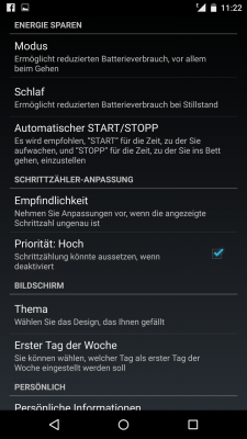 In den Einstellungen findest du verschiedene Modi, um Energie zu sparen.