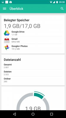 Im Überblick siehst du die Gesamtbelegung deines Speichers. 