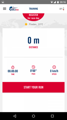 Du klickst den Button Start your Run an und startest dein Training.