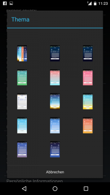 Die App bietet unterschiedliche Themen um den Hintergrund zu ändern.