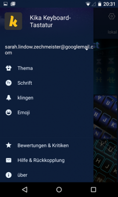 Im App-Menü findest du verschiedene Möglichkeiten deine Tastatur zu personalisieren.