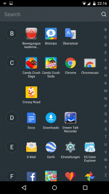 Im App-Drawer findest du alle deine installierten Apps in alphabetischer Reihenfolge.