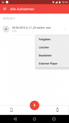Durch einen Klick auf die drei Punkte hast du die Möglichkeit die Aufnahme weiterzubearbeiten.