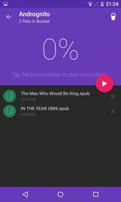 Um deine ausgewählten Dateien zu verschlüsseln klickst du auf den Play-Button.