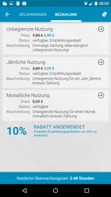 Du kannst Dormi monatlich, jährlich oder unbegrenzt erwerben.