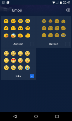 Es gibt die Android-Emojis, die Standard-Emojis und die Kika-Emojis. 
