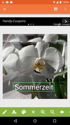 Die Bilder können mit Texten versehen werden.