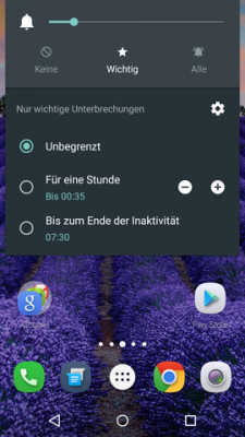 Wenn eine Ruhezeit definiert ist, dann lässt sich das Handy automatisch bis zum Ende der Ruhezeit stummschalten.