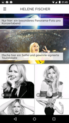 Auf der Startseite findest du diverse Neuigkeiten rund um Helene Fischer.