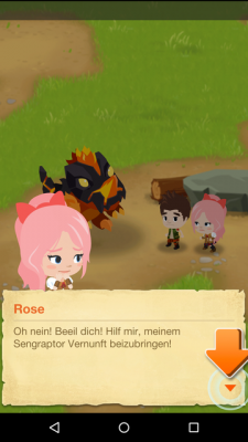 Um das Spiel zu verstehen hilfst du Rose ihren Sengraptor zur Vernunft zu bringen.