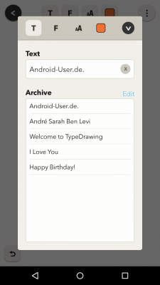 Der Button T verbirgt diverse voreingestellte Sätze. Über das Eingabefeld fügst du eigene Sätze oder Wörter hinzu.
