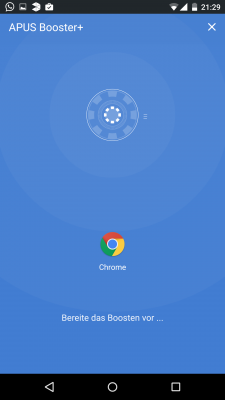 Nach einem Klick auf Boost wird die Geschwindigkeit optimiert.