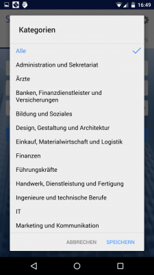 Du kannst dir Jobs aus allen Branchen, oder nur aus einer Branche, anzeigen lassen.