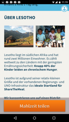 Indem du nach unten scrollst erhältst du Informationen über das Land und die App.