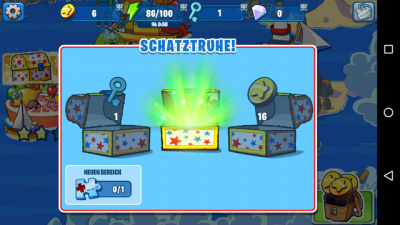 Sobald zwei Schlüssel vorhanden sind hast du die Möglichkeit eine Schatztruhen-Bonusrunde zu spielen. 