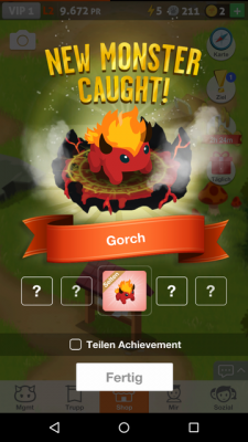 Du hast ein neues Monster freigeschaltet und nimmst es in dein Team auf.
