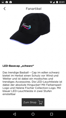 Die Fan-Artikel, wie zum Beispiel die LED-Beleuchtete Base-Cap….