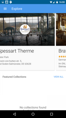Der Button Explore zeigt Ausflugsziele in deiner Umgebung.