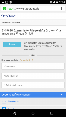 Mit einem Klick auf den Button Jetzt bewerben wirst du zu einem Online-Bewerbungs-Formular weitergeleitet.