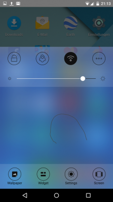 Um in den privaten Bereich zu gelangen öffnest du das Gesture-Board mit einer Swype-Geste von unten nach oben.