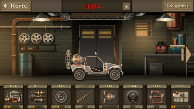 In der Garage pimpst du deinen Wagen auf. 