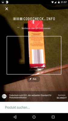 Mit dem Scanner-Button scannst du den Strichcode ein.