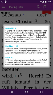 Durch einen Klick auf den kleinen Plus-Button findest du ähnliche Kapitel in der Bibel.
