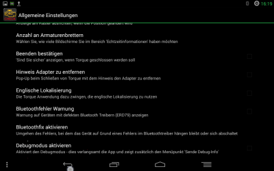 Torque bietet sehr viele Einstellungsmöglichkeiten!