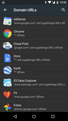 In der Liste der Domain-URLs legst du fest, welche  Apps Links direkt öffnen dürfen.