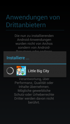 Die zusätzlichen Apps und Spiele belegen rund 100 MByte.