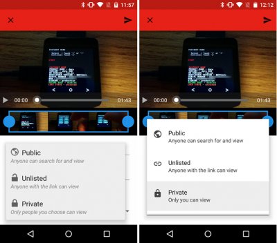 Änderung im Detail. Die Einstellungen für die Privatsphäre beim Upload haben neue Icons bekommen.