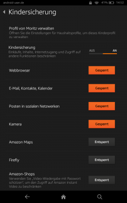 Auch außerhalb der Kinderprofile lassen sich Vorsichtsmaßnahmen treffen