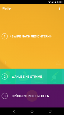 Mit FlipLip suchst du dir Gesichter und Stimmen für lustige Voice-Mails heraus. 