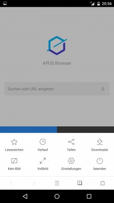 Im Menü findest du deine Downloads sowie deine Lesezeichen. Ebenfalls wählst du aus, ob die Seiten ohne Bilder aufgebaut werden sollen, um die Datenmenge zu reduzieren.