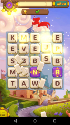 Erkannte Wörter werden aus dem Buchstabensalat entfernt und mischen die übrigen Buchstaben somit neu.