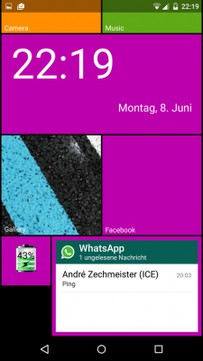Deine Android-Widgets werden in die Kacheln des WP8 Launchers eingepasst.