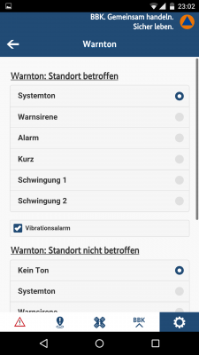 In den Einstellungen wählst du aus, was für ein Warnton während einer Katastrophen-Warnung ertönen soll.