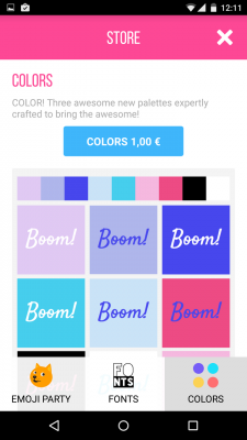Diverse Farben und Schriftarten sowie alle Emojis müssen per In-App-Kauf erworben werden. 
